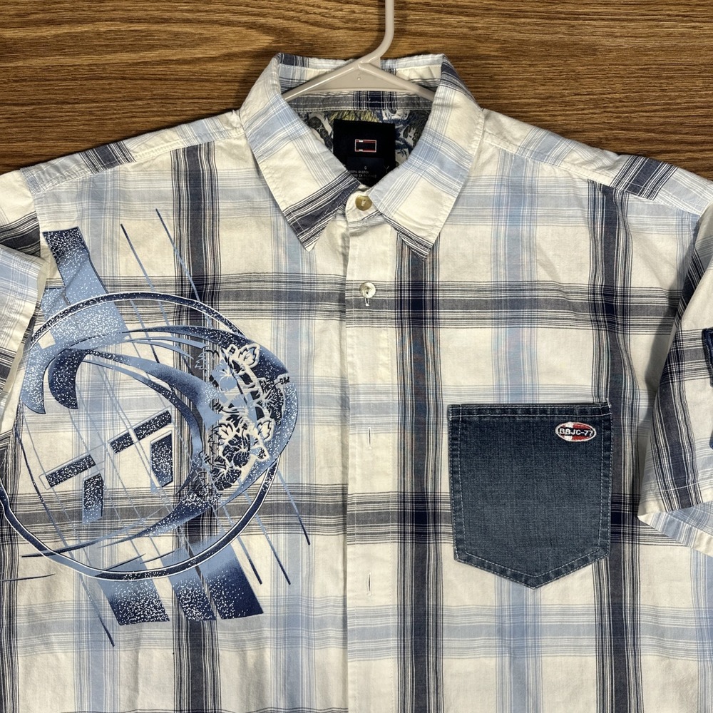 Vintage 90s Bugle Boy Mens Shirt Size L Hawaiian Short Sleeve Casual Button Up